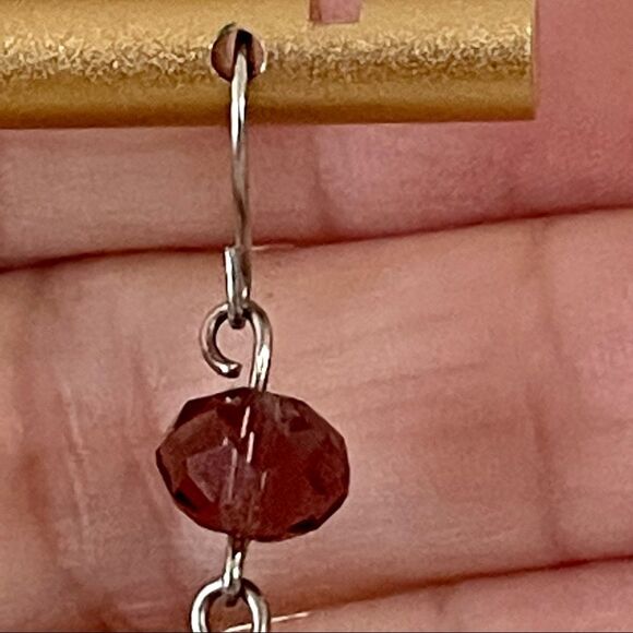 Blue lava rock and purple stone fish hook earrings - Picture 5 of 9